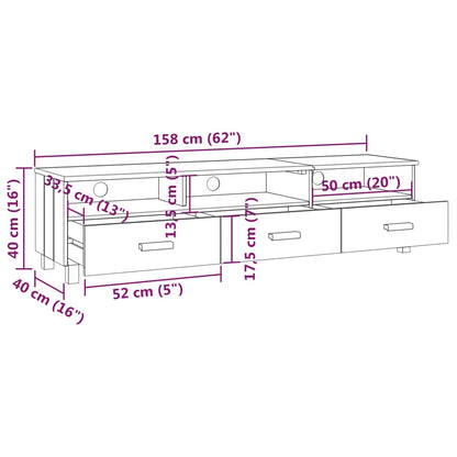 vidaXL Meuble TV HAMAR blanc 158x40x40 cm Bois de pin massif
