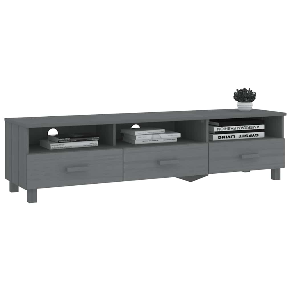 vidaXL Meuble TV HAMAR Gris foncé 158x40x40 cm Pin massif
