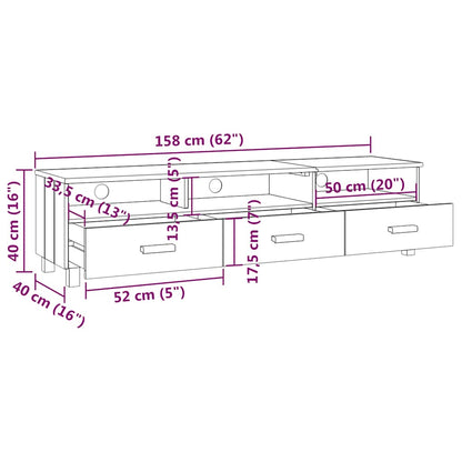 vidaXL Meuble TV HAMAR Gris foncé 158x40x40 cm Pin massif