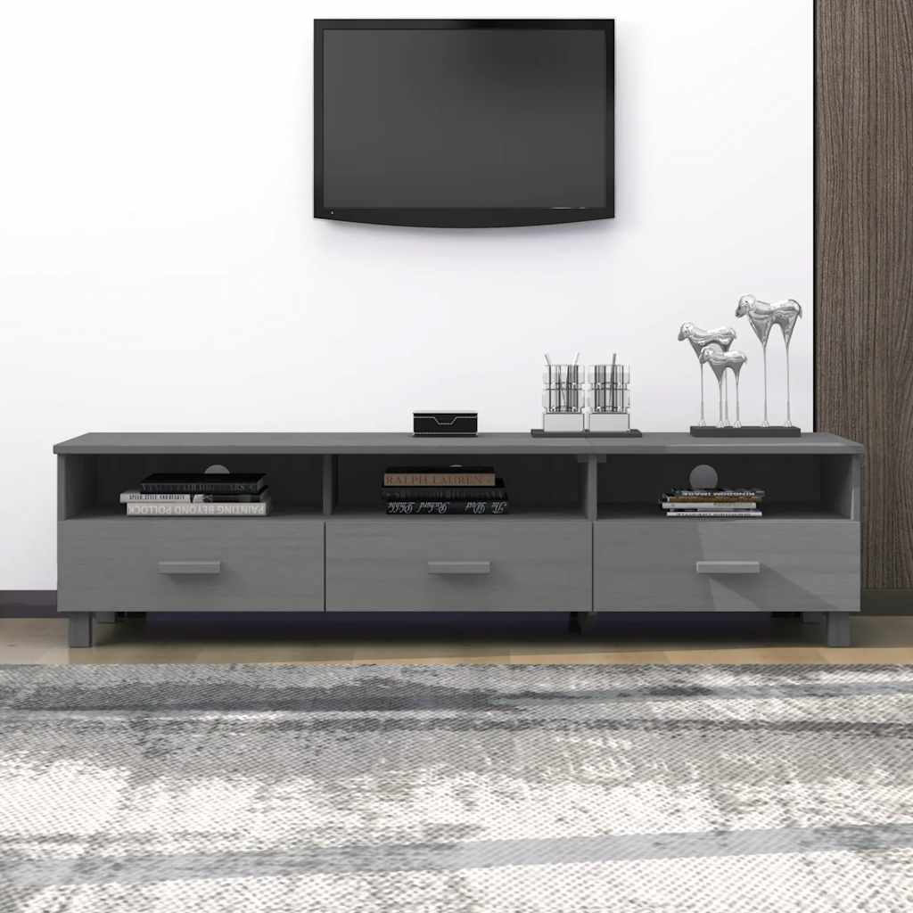 vidaXL Meuble TV HAMAR Gris foncé 158x40x40 cm Pin massif