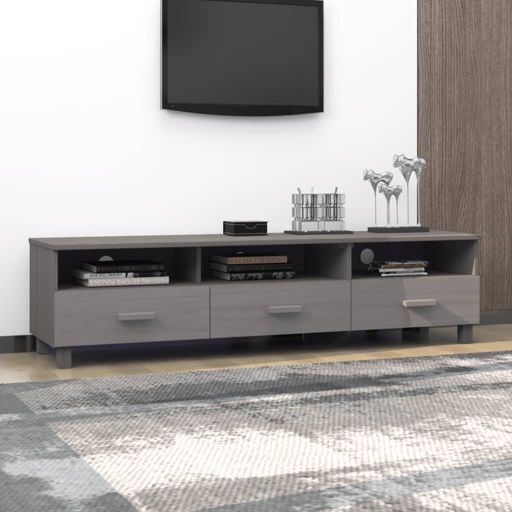 vidaXL TV-Schrank HAMAR Hellgrau 158x40x40 cm Massivholz Kiefer