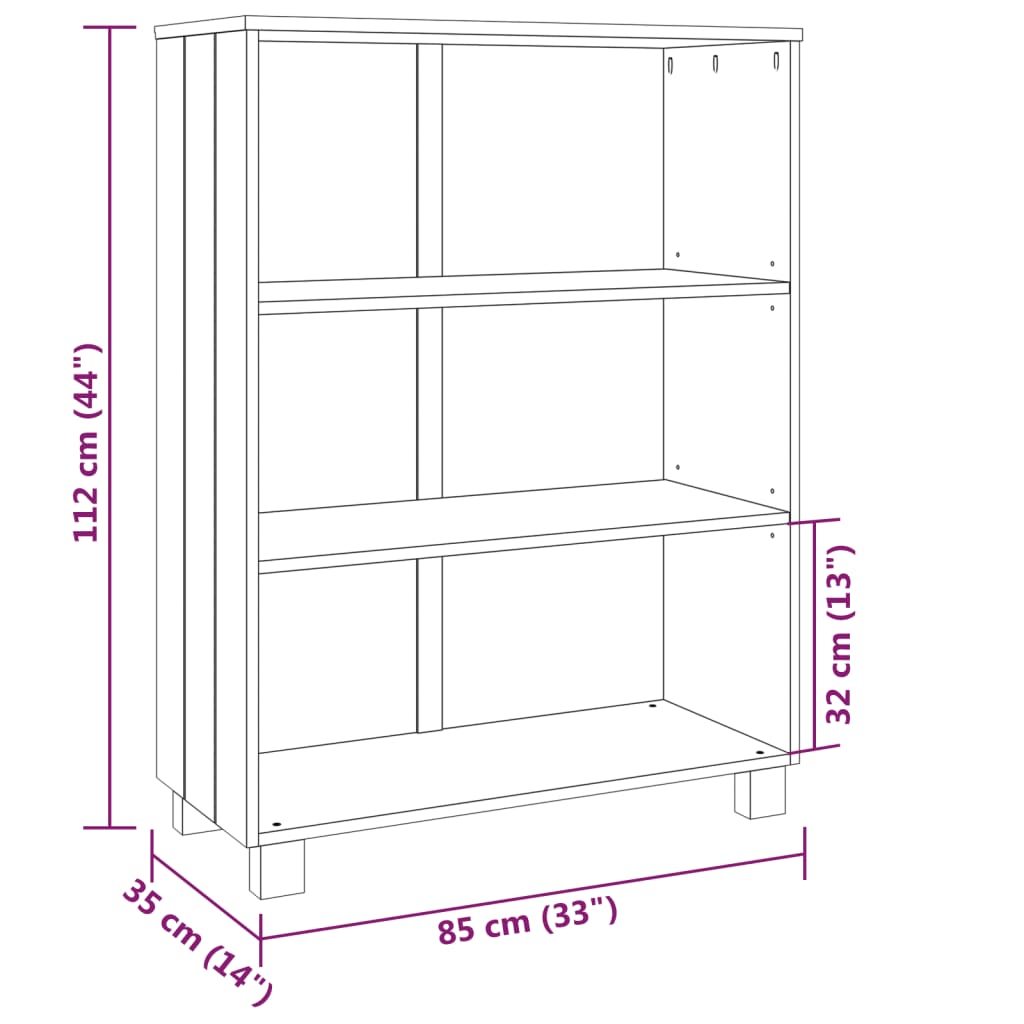 vidaXL Bücherschrank HAMAR Weiß 85x35x112 cm Massivholz Kiefer
