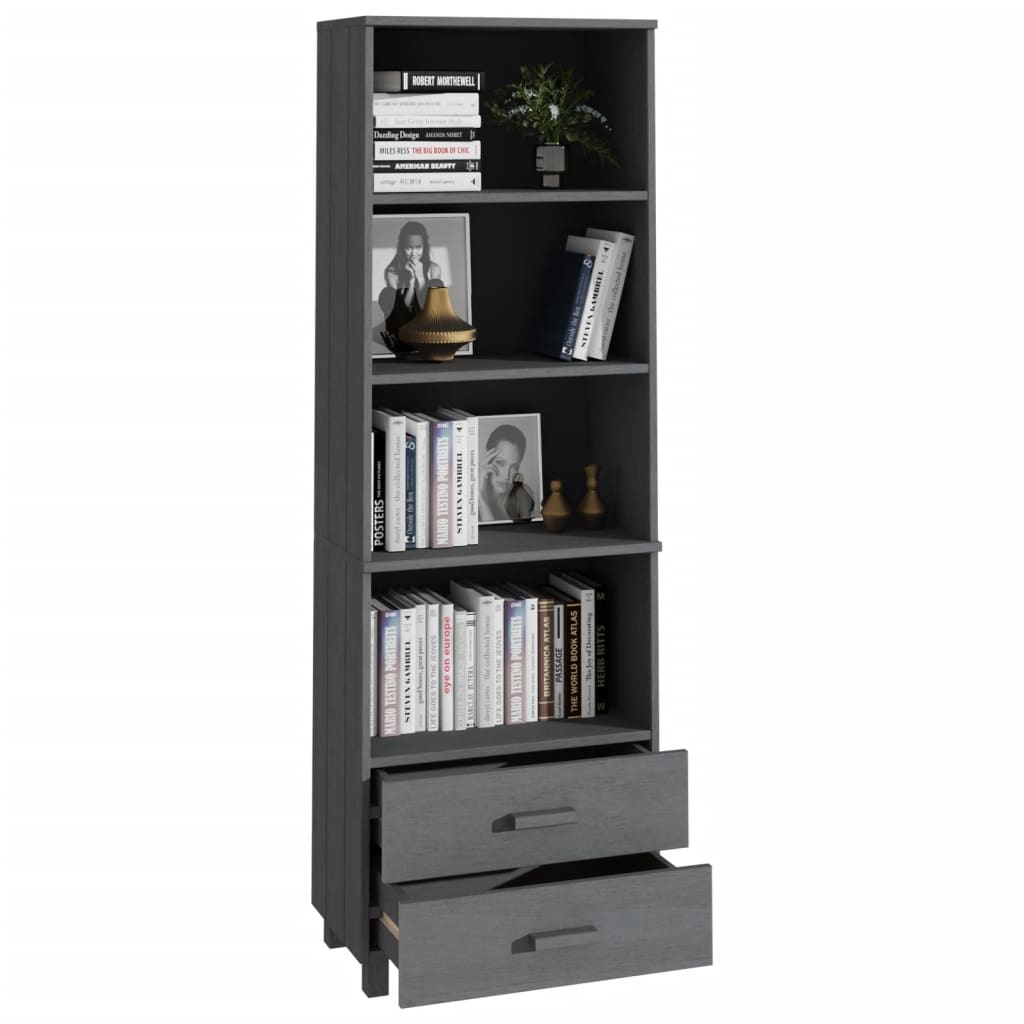 vidaXL Highboard HAMAR Gris foncé 60x35x180 cm Bois de pin massif