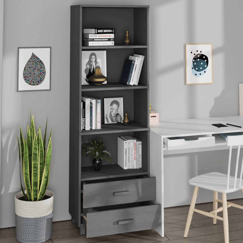vidaXL Highboard HAMAR Gris foncé 60x35x180 cm Bois de pin massif