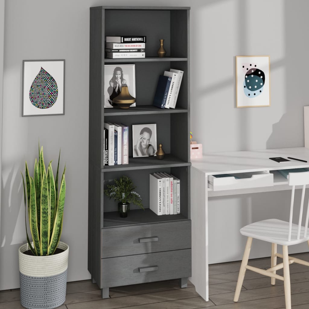 vidaXL Highboard HAMAR Gris foncé 60x35x180 cm Bois de pin massif