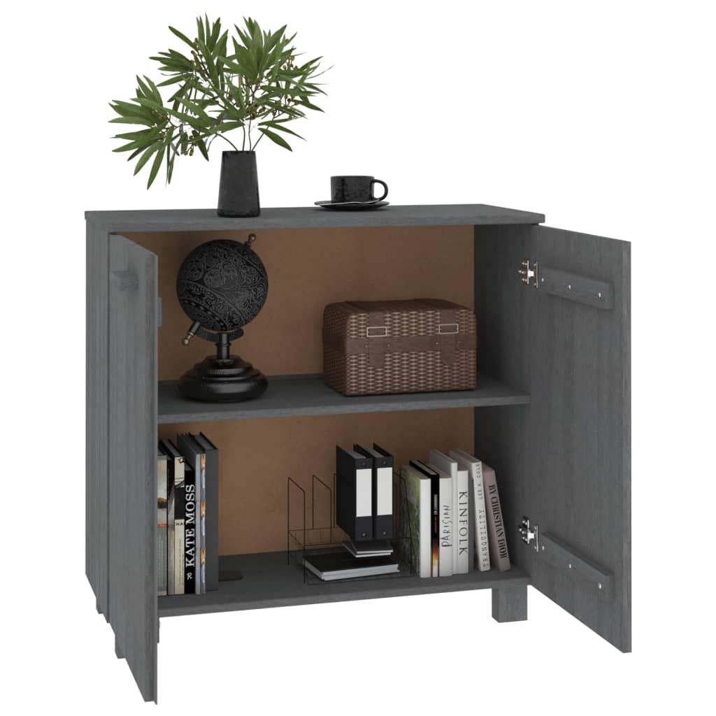 vidaXL Commode HAMAR Gris foncé 85x35x80 cm Pin massif