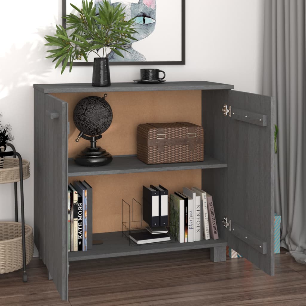 vidaXL Commode HAMAR Gris foncé 85x35x80 cm Pin massif