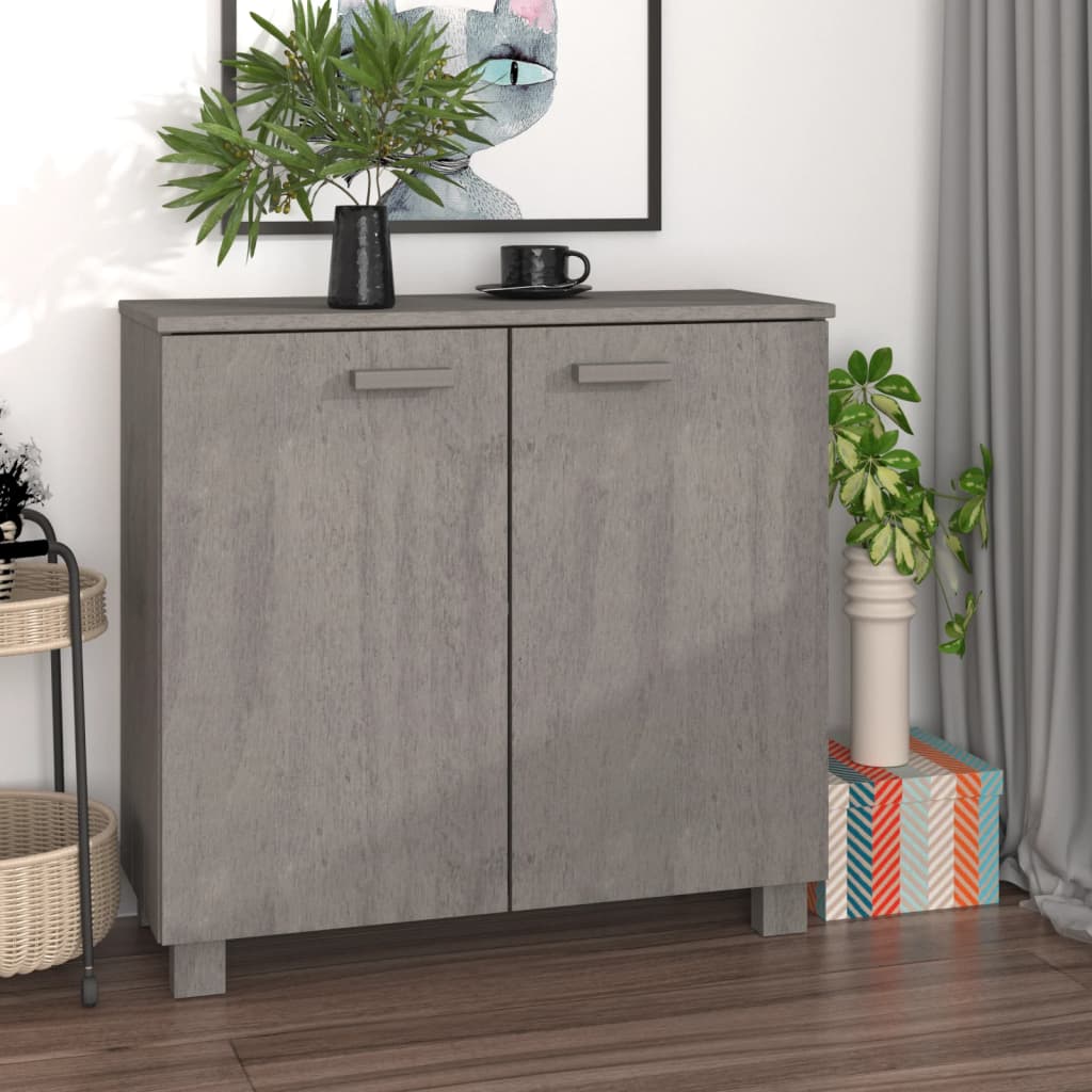 vidaXL Buffet HAMAR Gris clair 85x35x80 cm Bois de pin massif