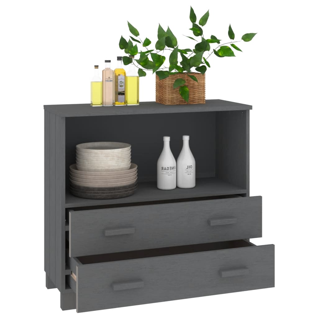 vidaXL Commode HAMAR Gris foncé 85x35x80 cm Pin massif