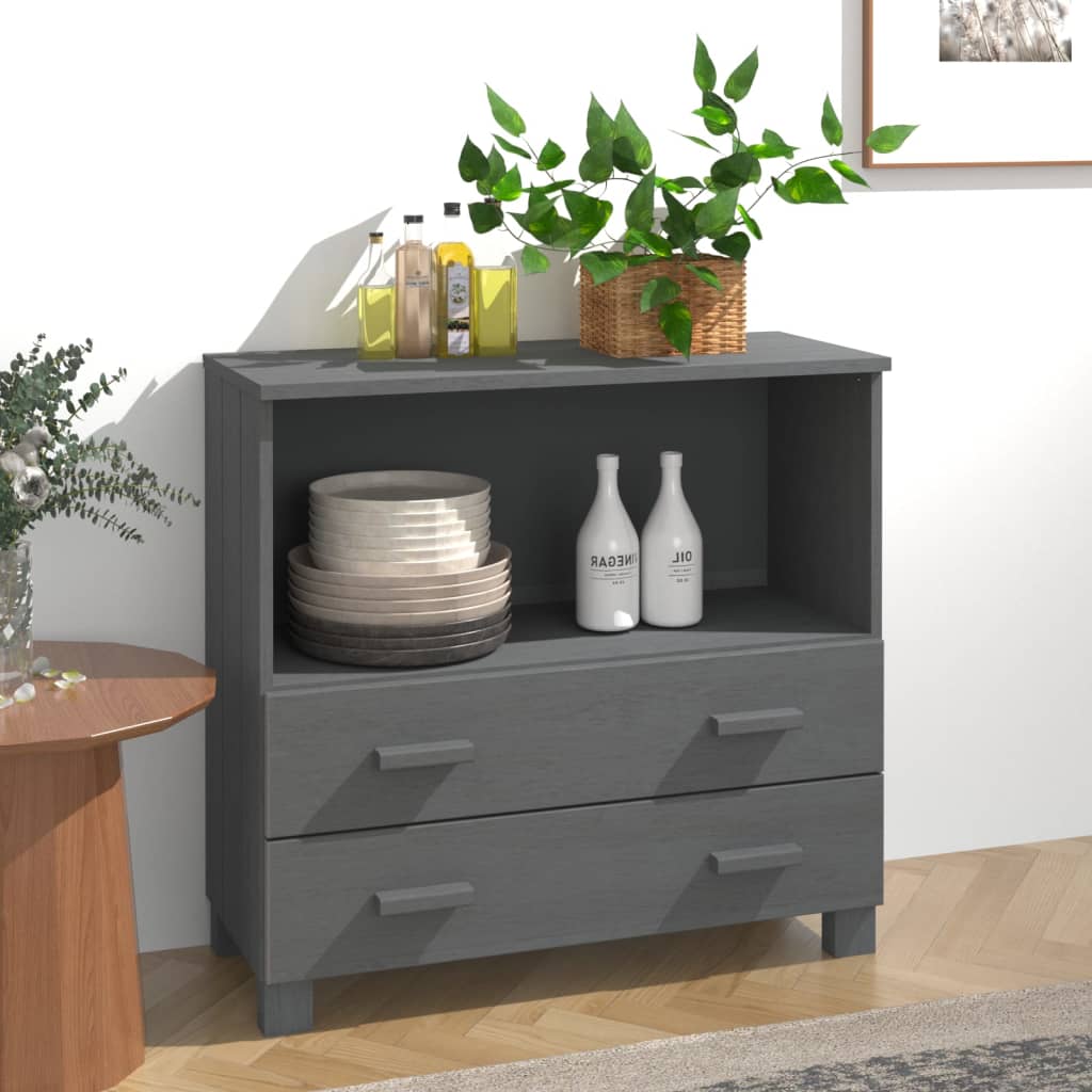 vidaXL Commode HAMAR Gris foncé 85x35x80 cm Pin massif