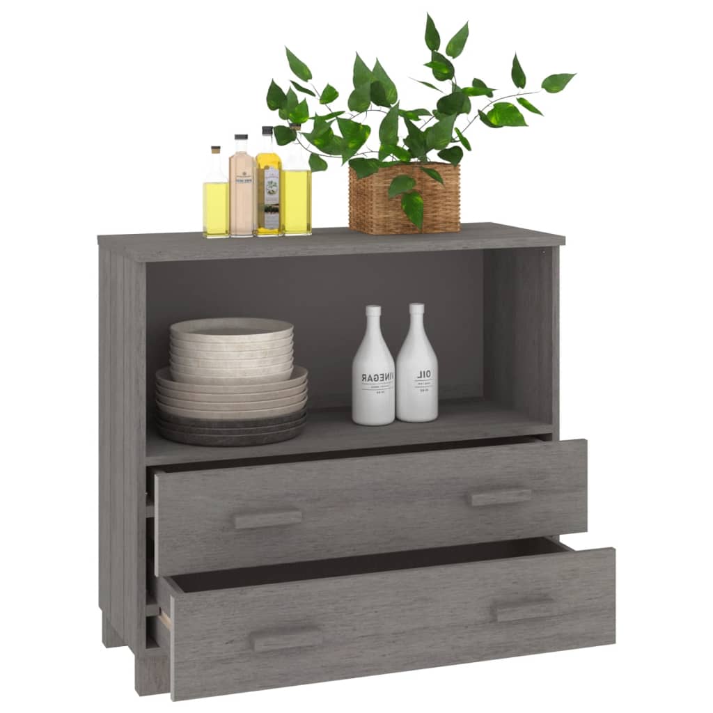vidaXL Buffet HAMAR Gris clair 85x35x80 cm Bois de pin massif