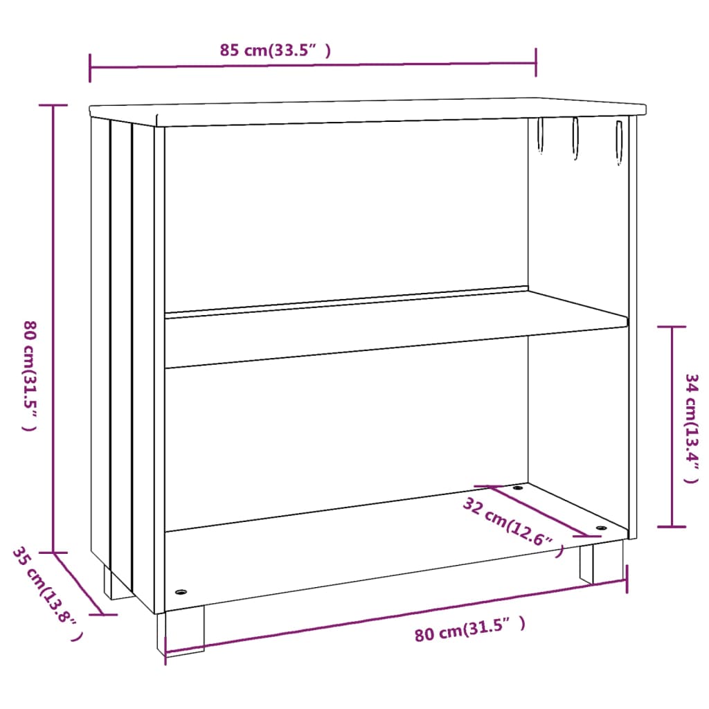 vidaXL Buffet HAMAR Gris clair 85x35x80 cm Bois de pin massif