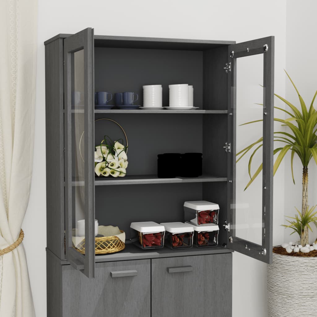 vidaXL Élément haut de vaisselier HAMAR gris foncé 85x35x100 cm bois massif