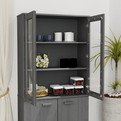 vidaXL Élément haut de vaisselier HAMAR gris foncé 85x35x100 cm bois massif