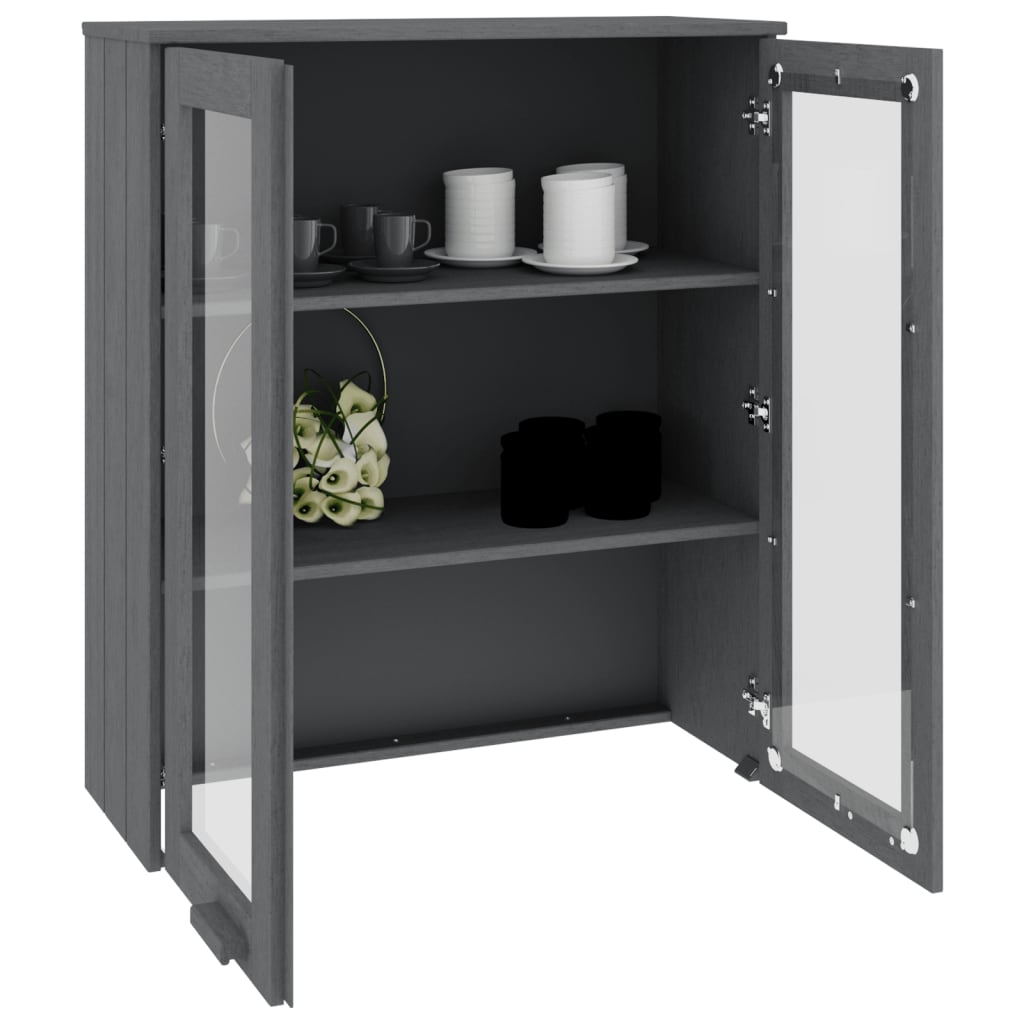 vidaXL Élément haut de vaisselier HAMAR gris foncé 85x35x100 cm bois massif