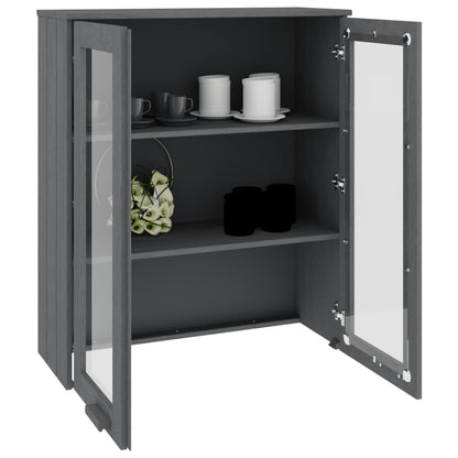 vidaXL Élément haut de vaisselier HAMAR gris foncé 85x35x100 cm bois massif