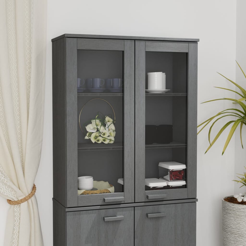 vidaXL Élément haut de vaisselier HAMAR gris foncé 85x35x100 cm bois massif