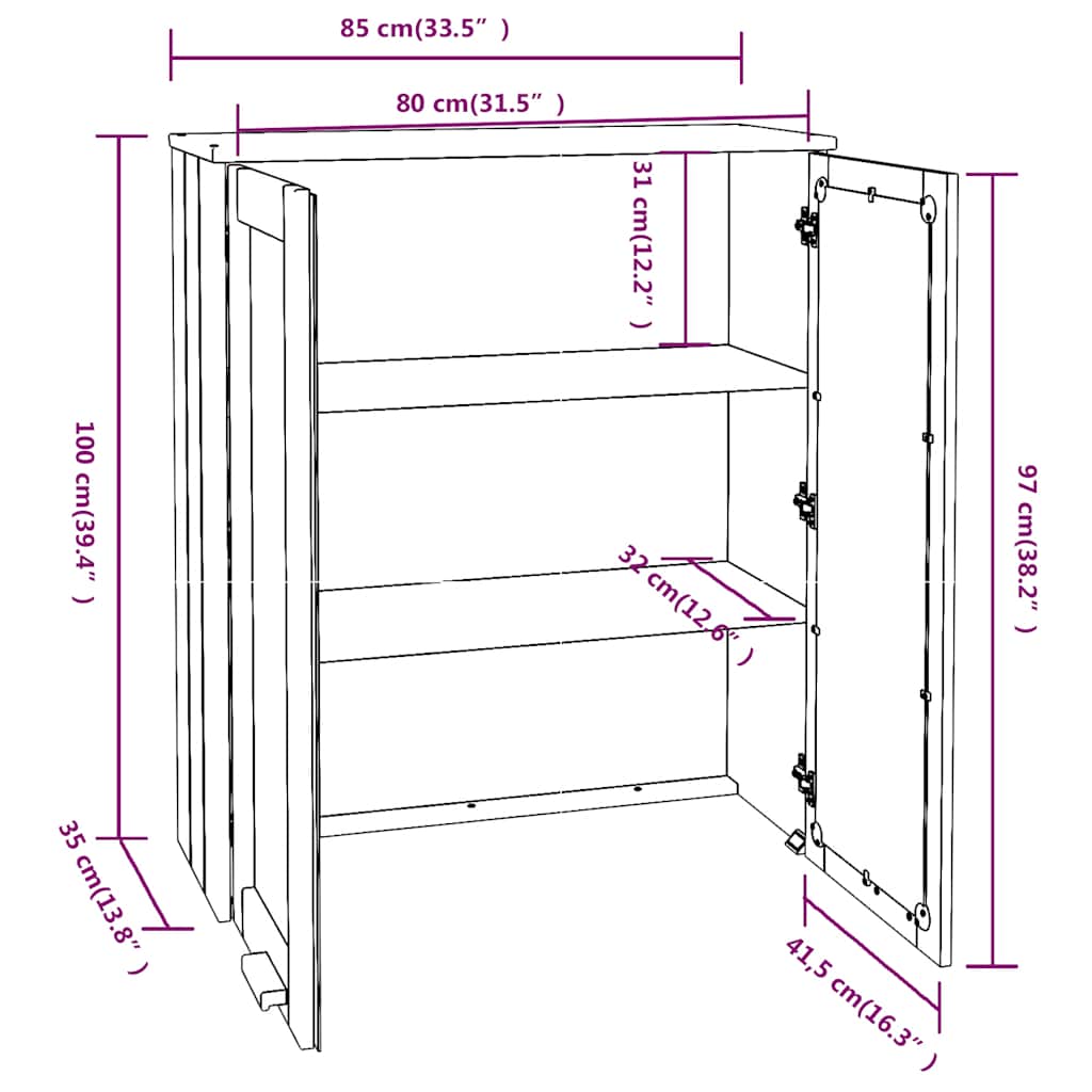 Dessus de buffet HAMAR gris clair vidaXL 85x35x100 cm bois massif