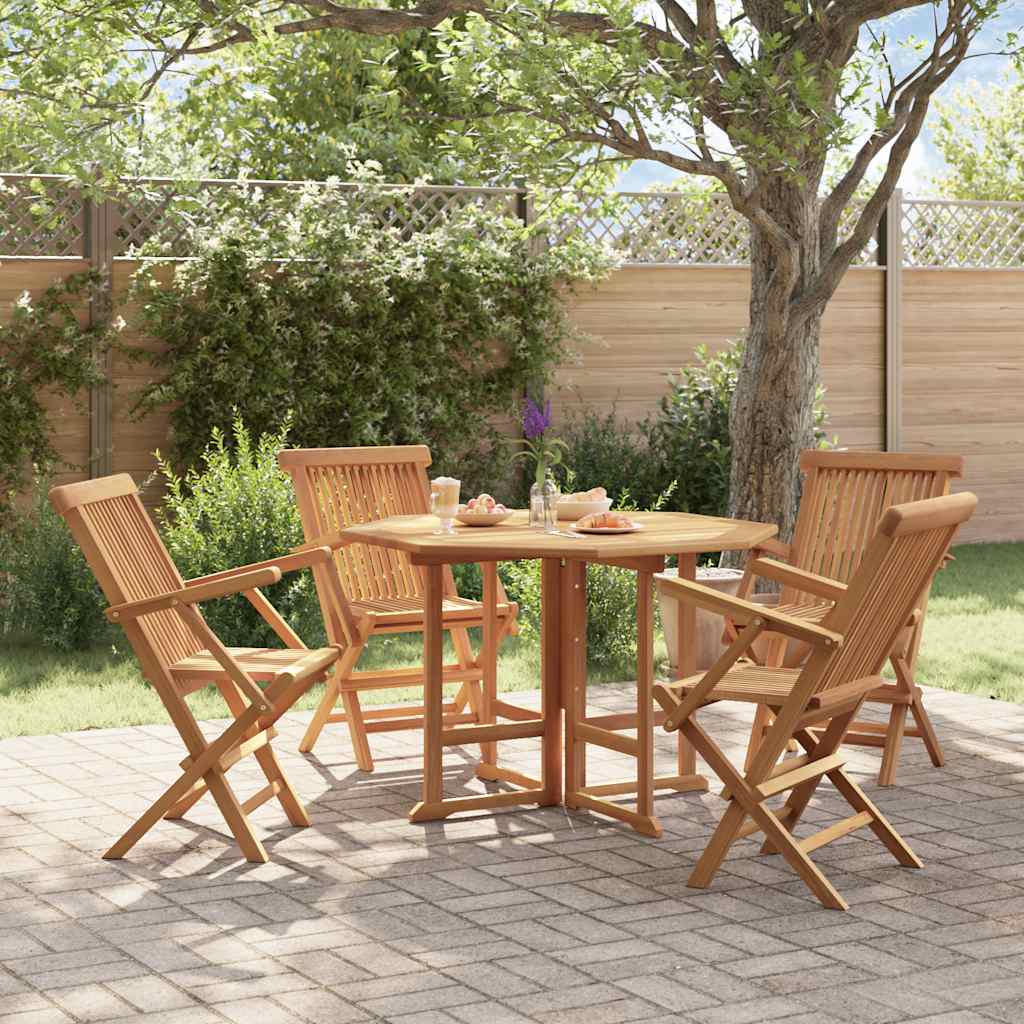 vidaXL 5-tlg. Garten-Essgruppe Klappbar Massivholz Teak
