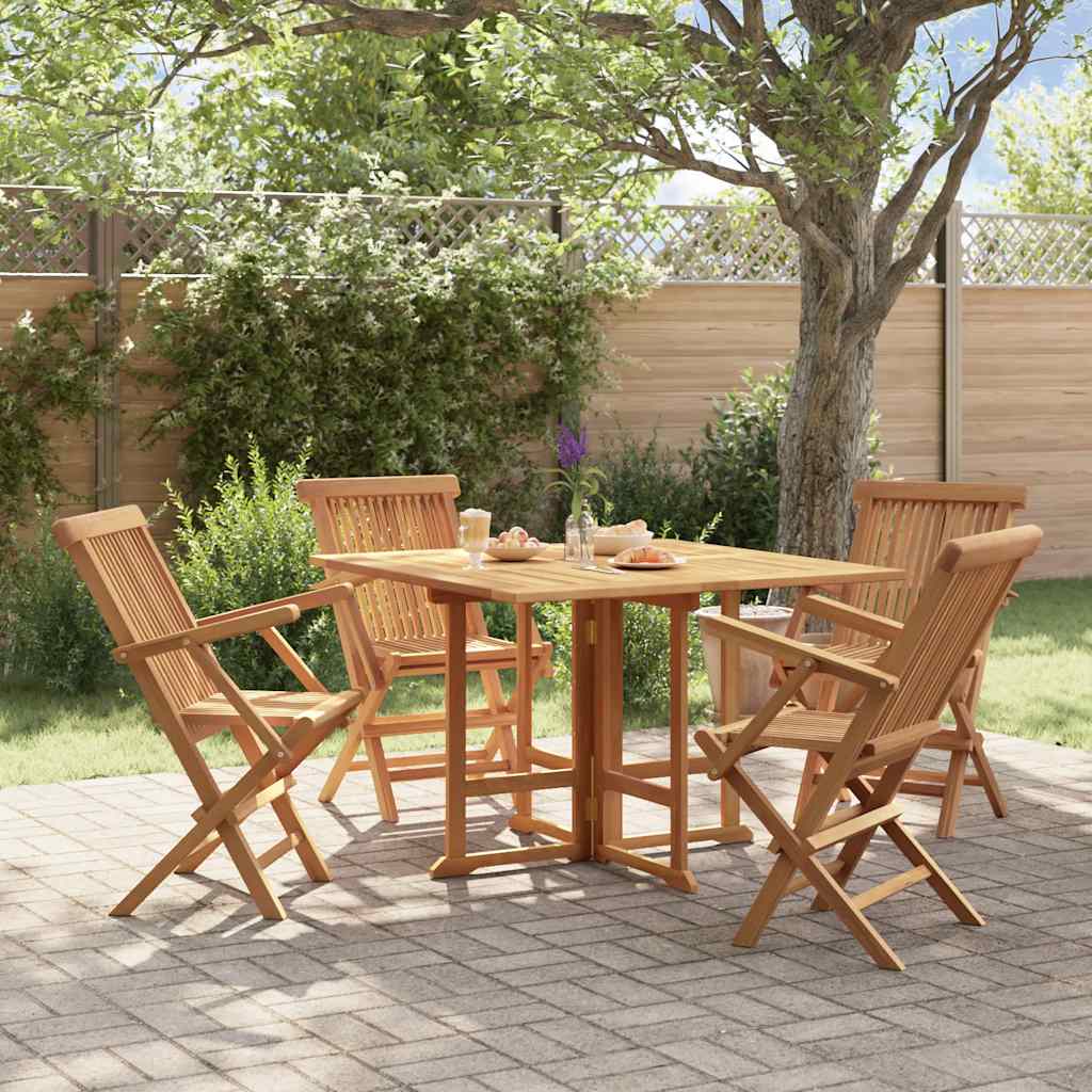 vidaXL 5-tlg. Garten-Essgruppe Klappbar Massivholz Teak