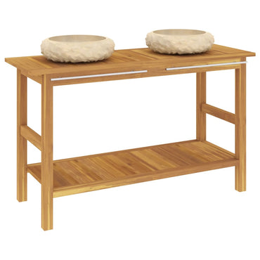 vidaXL Waschtisch mit Creme Marmorbecken Massivholz Teak
