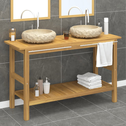vidaXL Waschtisch mit Creme Marmorbecken Massivholz Teak