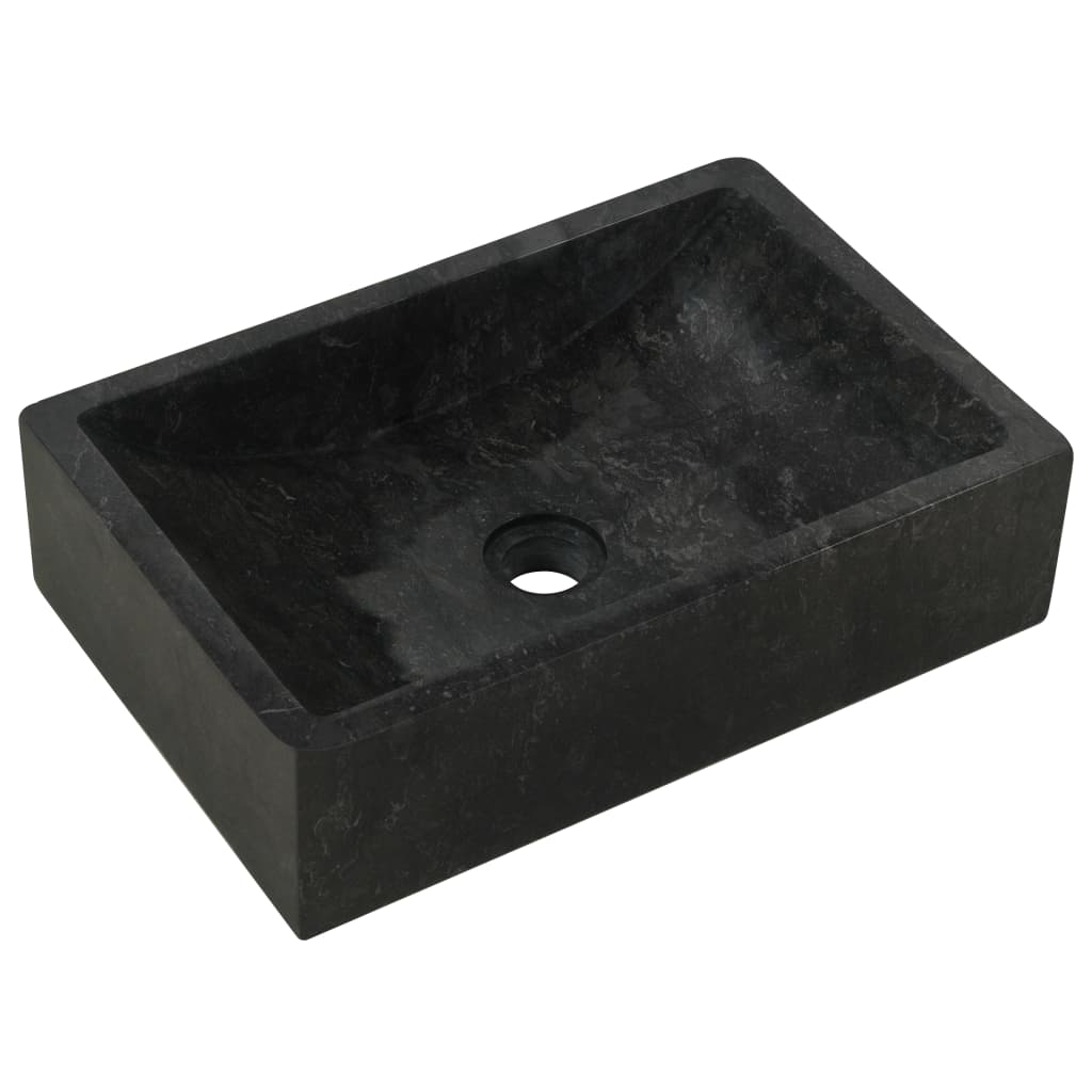 vidaXL Waschtisch mit Schwarzen Marmorbecken Massivholz Teak