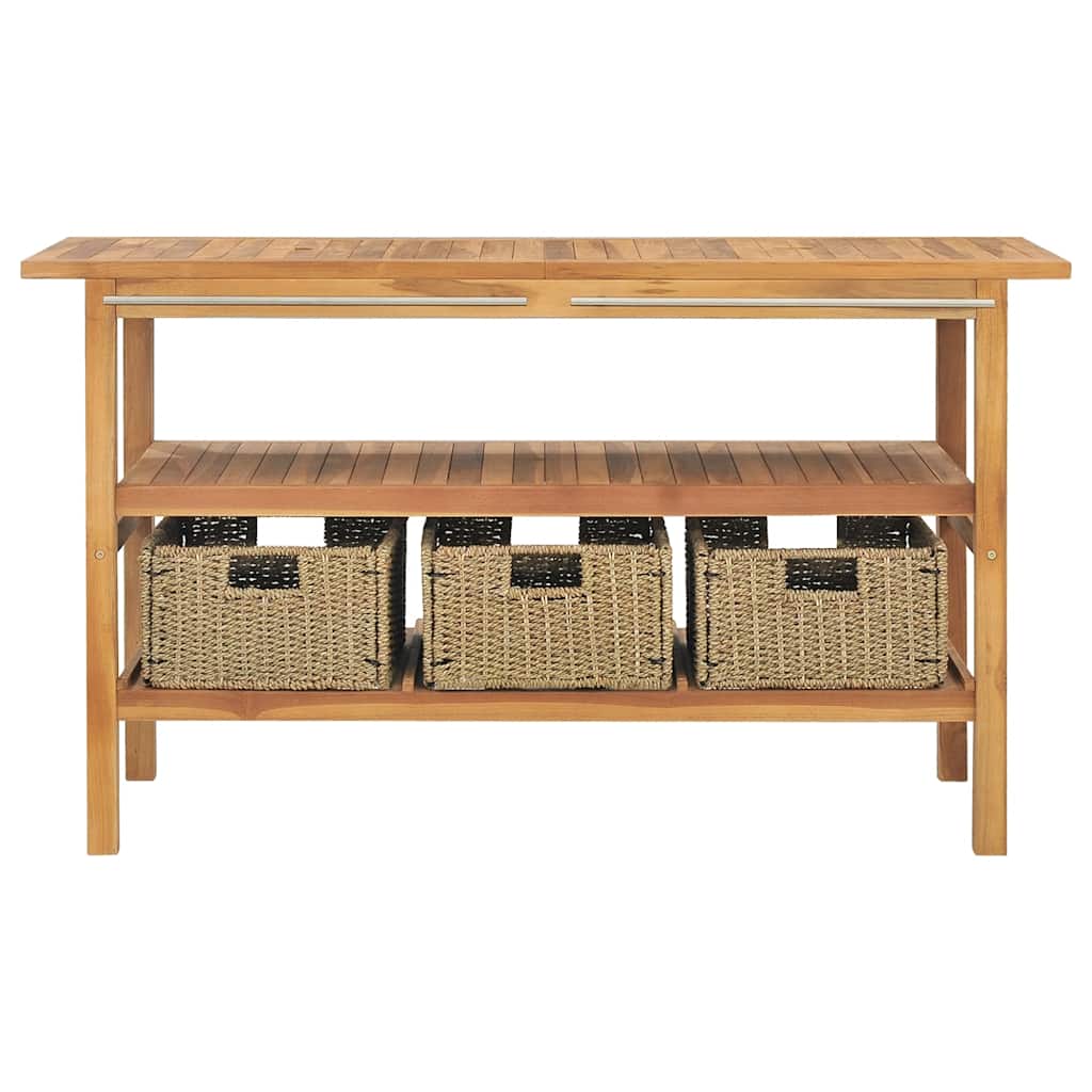 vidaXL Meuble lavabo avec lavabo en marbre crème Bois de teck massif