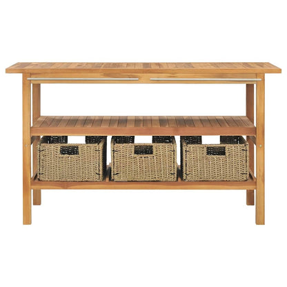 vidaXL Meuble lavabo avec lavabo en marbre crème Bois de teck massif