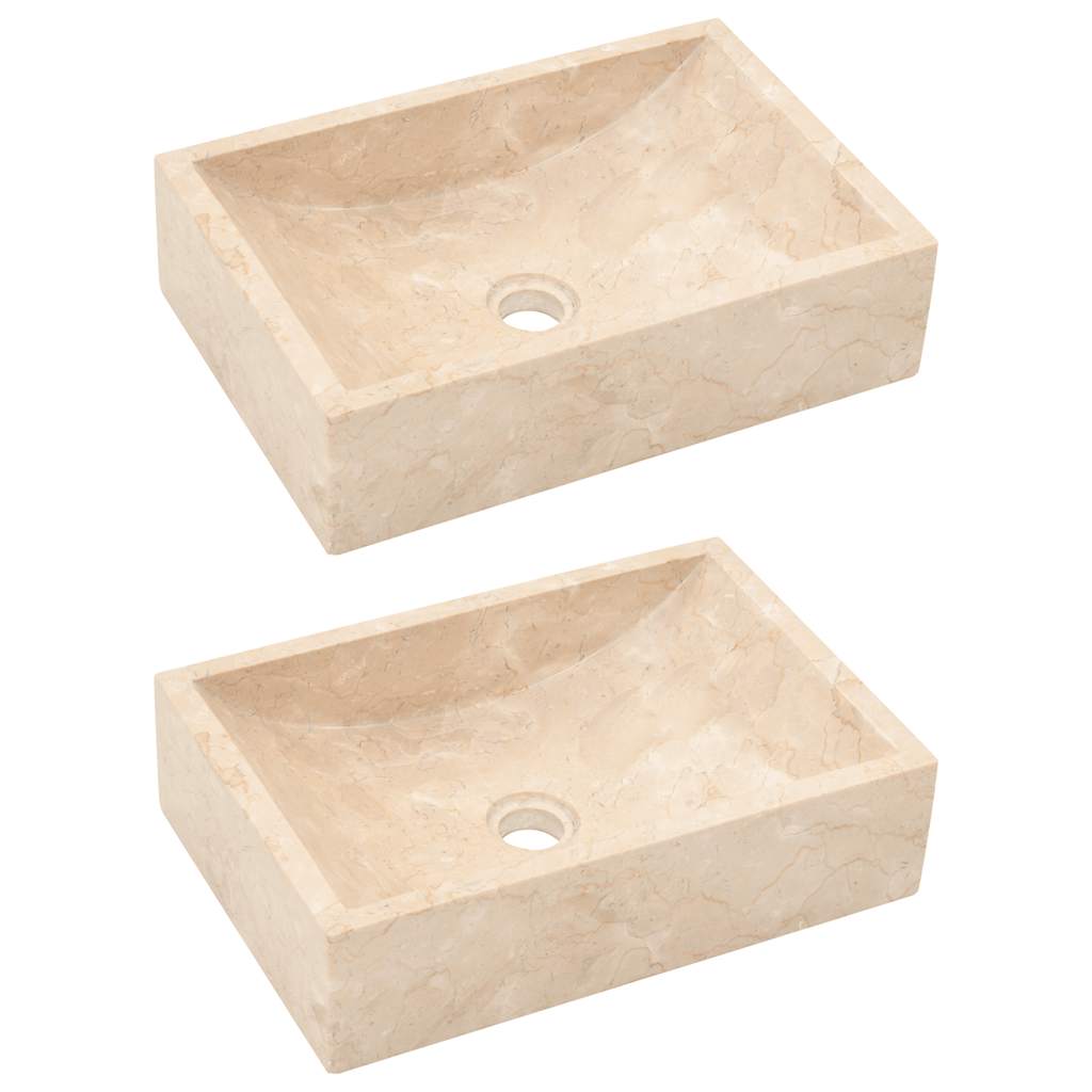 vidaXL Meuble lavabo avec lavabo en marbre crème Bois de teck massif