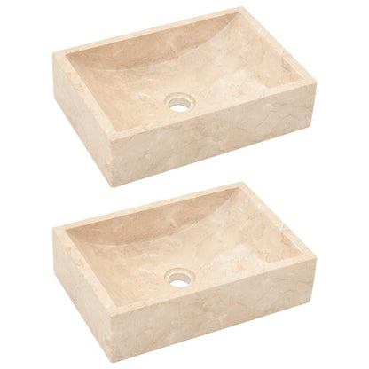 vidaXL Meuble lavabo avec lavabo en marbre crème Bois de teck massif