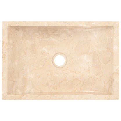 vidaXL Meuble lavabo avec lavabo en marbre crème Bois de teck massif