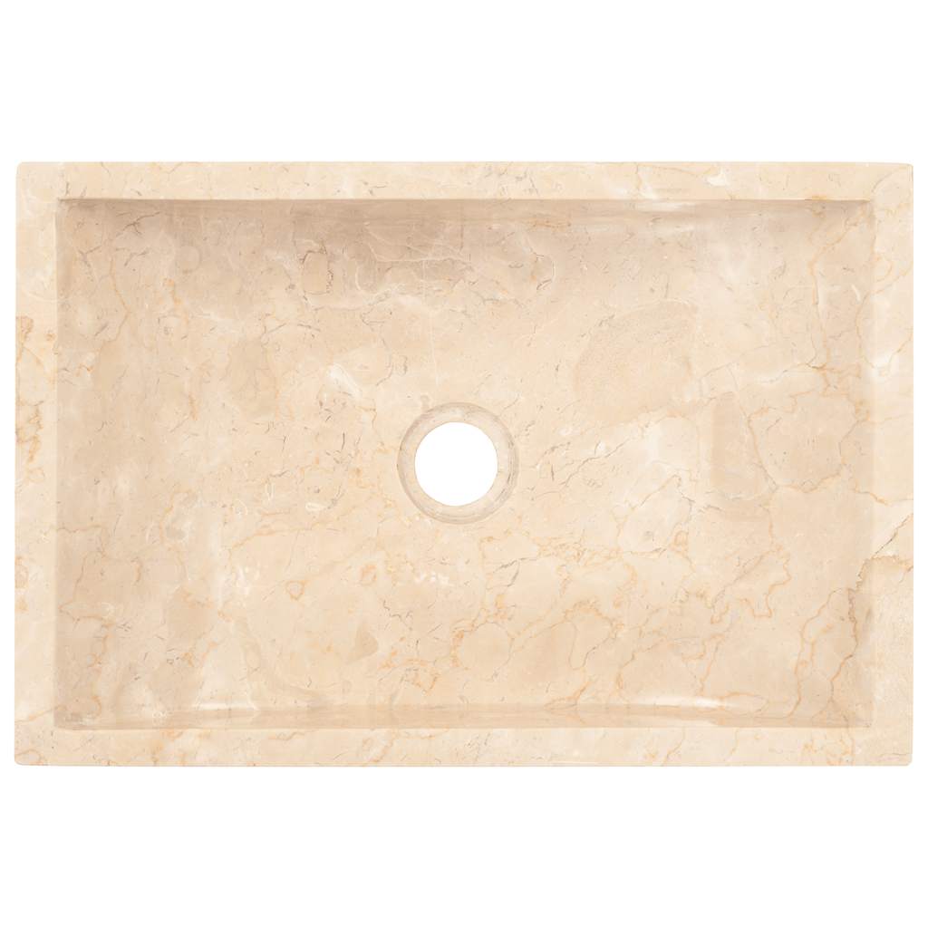 vidaXL Meuble lavabo avec lavabo en marbre crème Bois de teck massif
