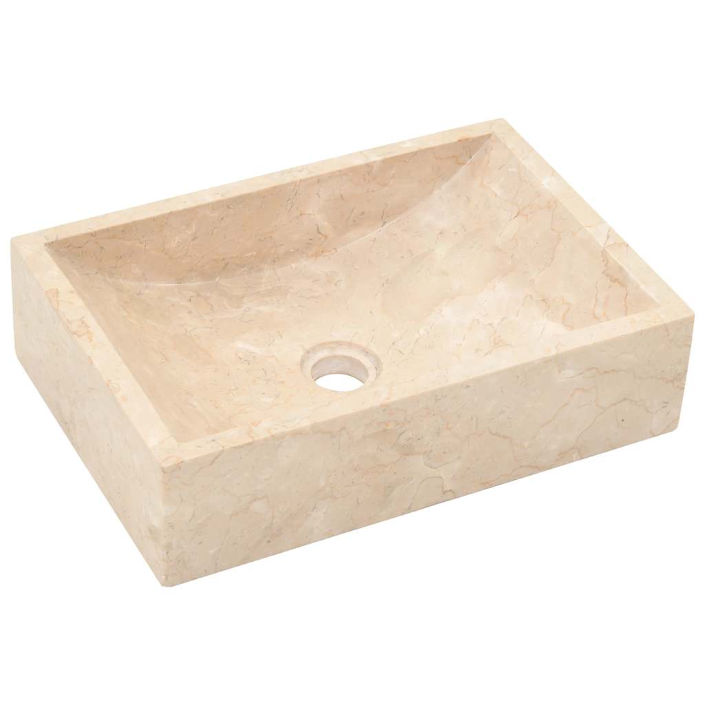vidaXL Meuble lavabo avec lavabo en marbre crème Bois de teck massif