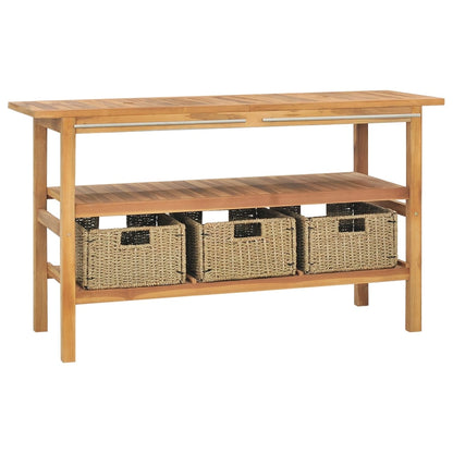 vidaXL Waschtisch mit Schwarzen Marmorbecken Massivholz Teak