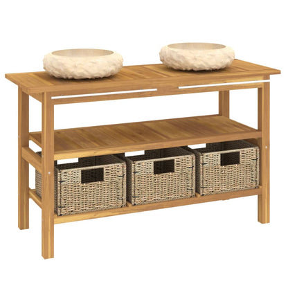 vidaXL Waschtisch mit Creme Marmorbecken Massivholz Teak
