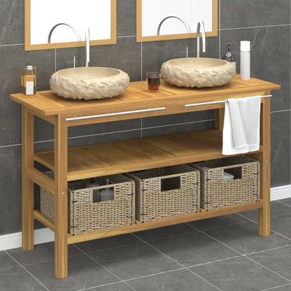vidaXL Waschtisch mit Creme Marmorbecken Massivholz Teak