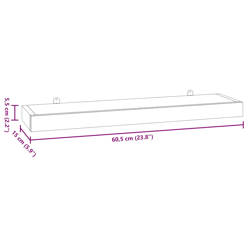 vidaXL Wandregale 2 Stk. 60x15x4 cm Massivholz Teak