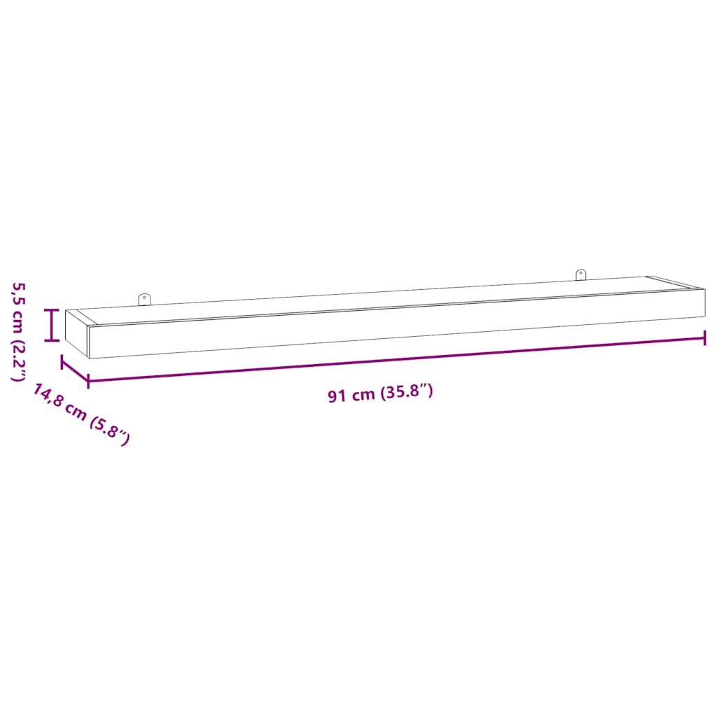 vidaXL Wandregale 2 Stk. 90x15x4 cm Massivholz Teak