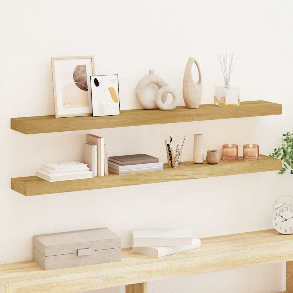 vidaXL Wandregale 2 Stk. 110x15x4 cm Massivholz Teak
