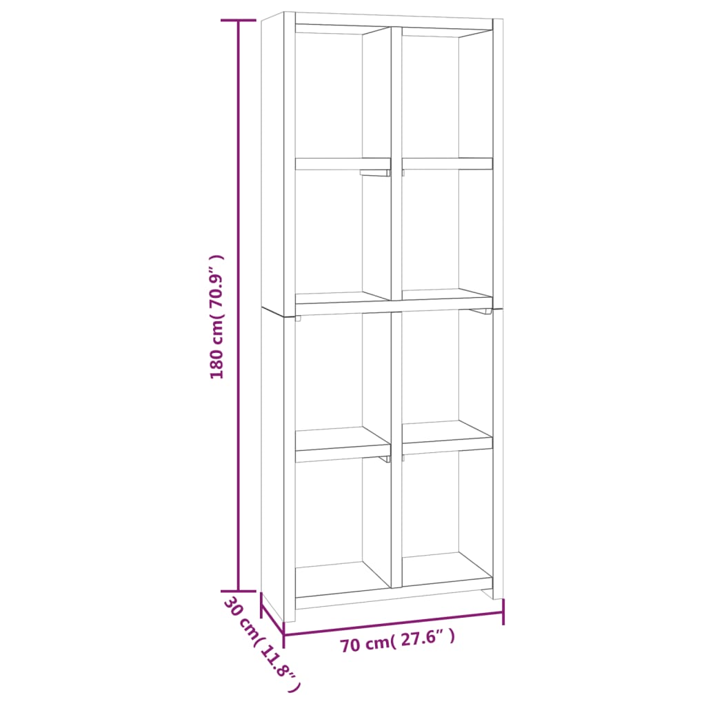 vidaXL Bücherregal 70x30x180 cm Massivholz Teak