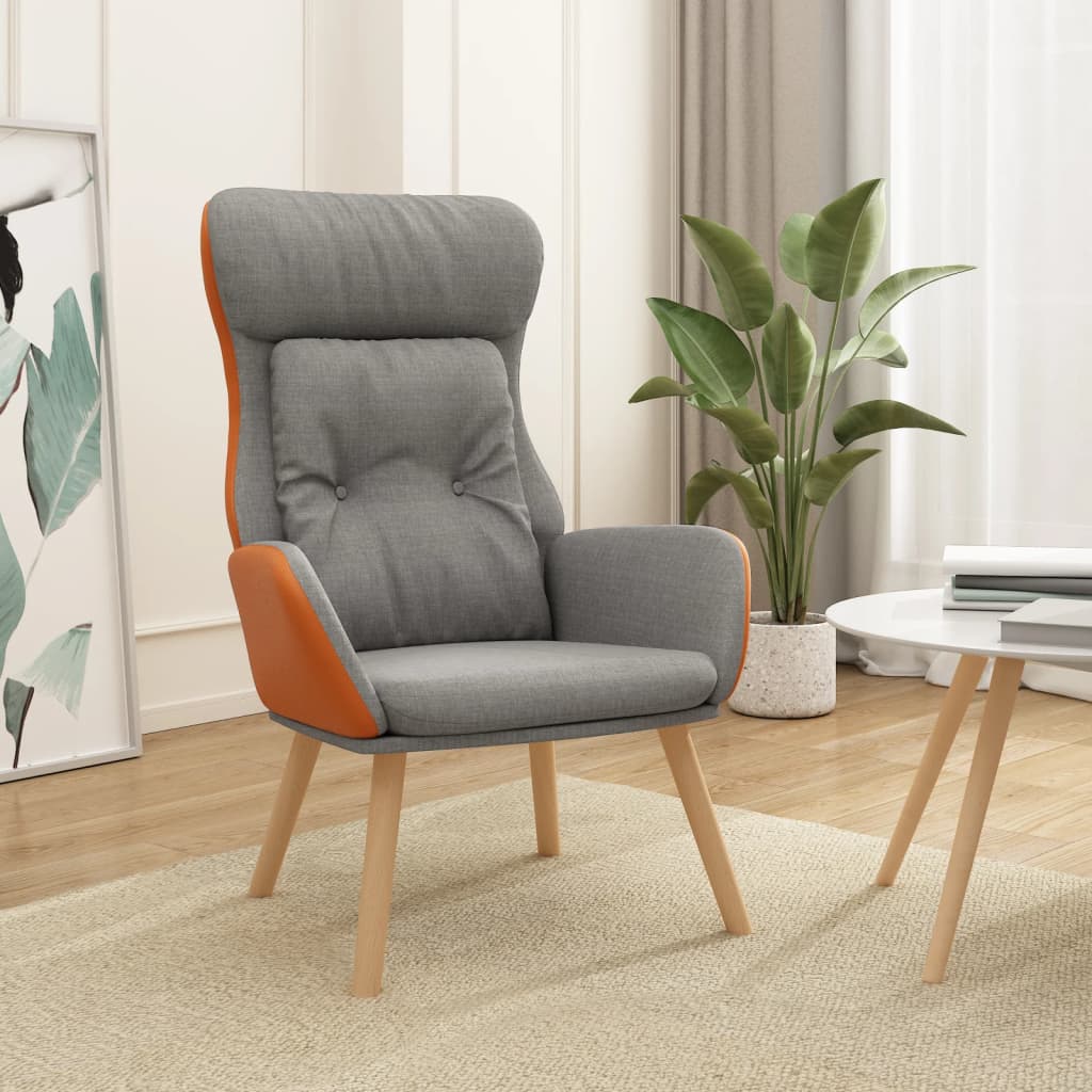 vidaXL Fauteuil relax Gris clair Tissu et PVC