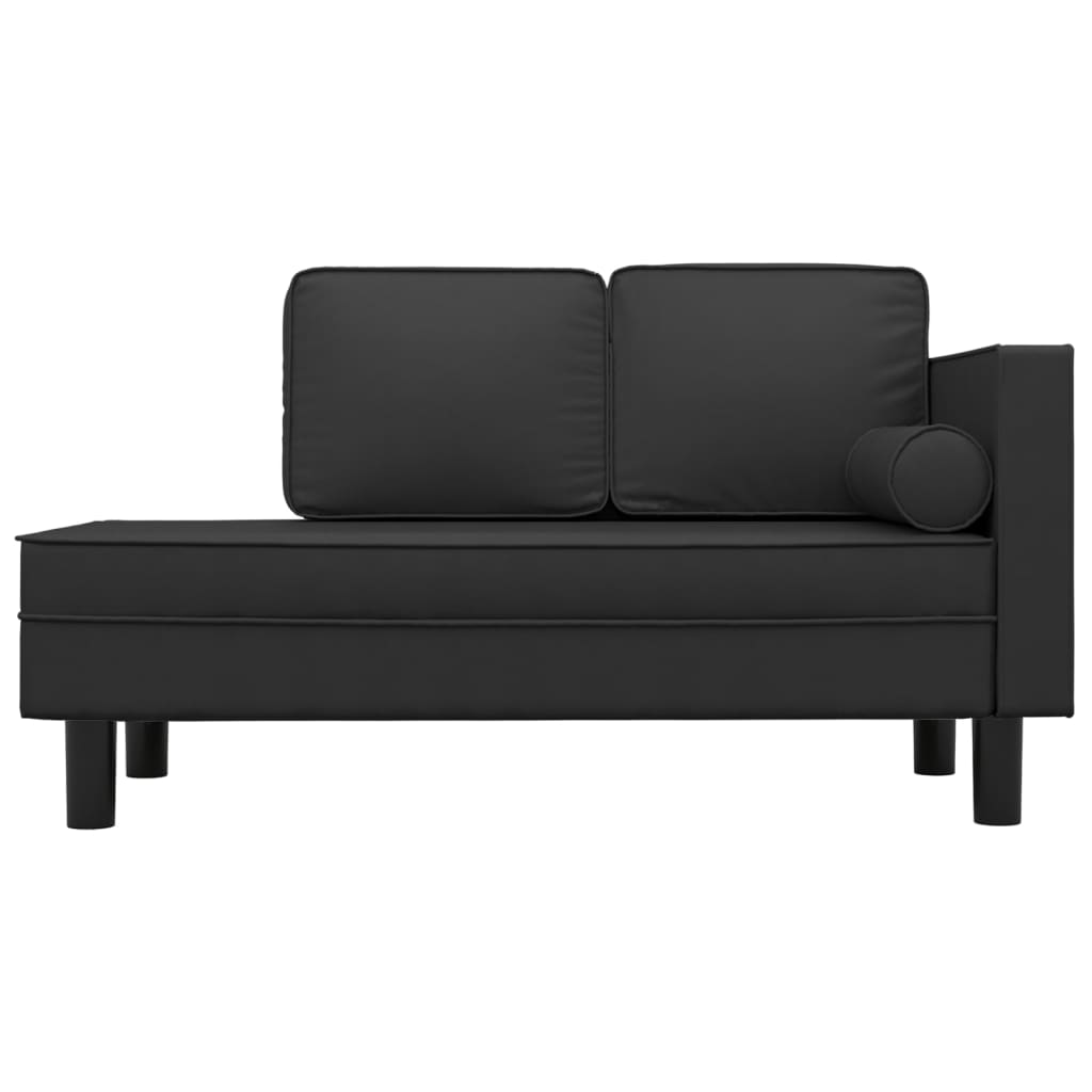 vidaXL Chaise longue avec coussin et traversin Noir Similicuir