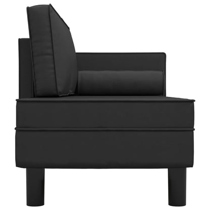vidaXL Chaise longue avec coussin et traversin Noir Similicuir