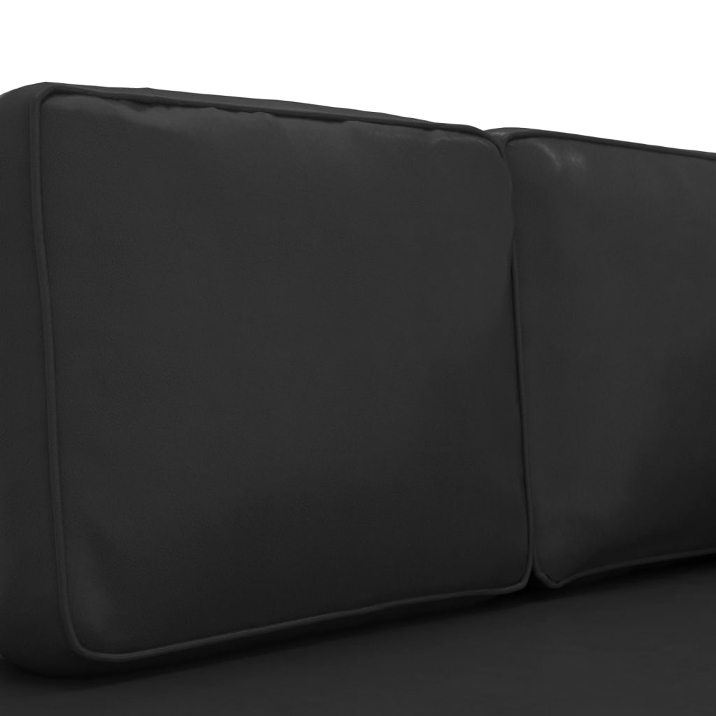 vidaXL Chaise longue avec coussin et traversin Noir Similicuir