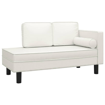 vidaXL Chaiselongue mit Kissen und Nackenrolle Creme Kunstleder