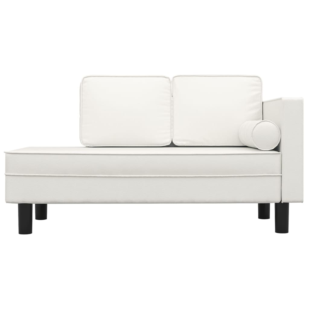 vidaXL Chaiselongue mit Kissen und Nackenrolle Creme Kunstleder