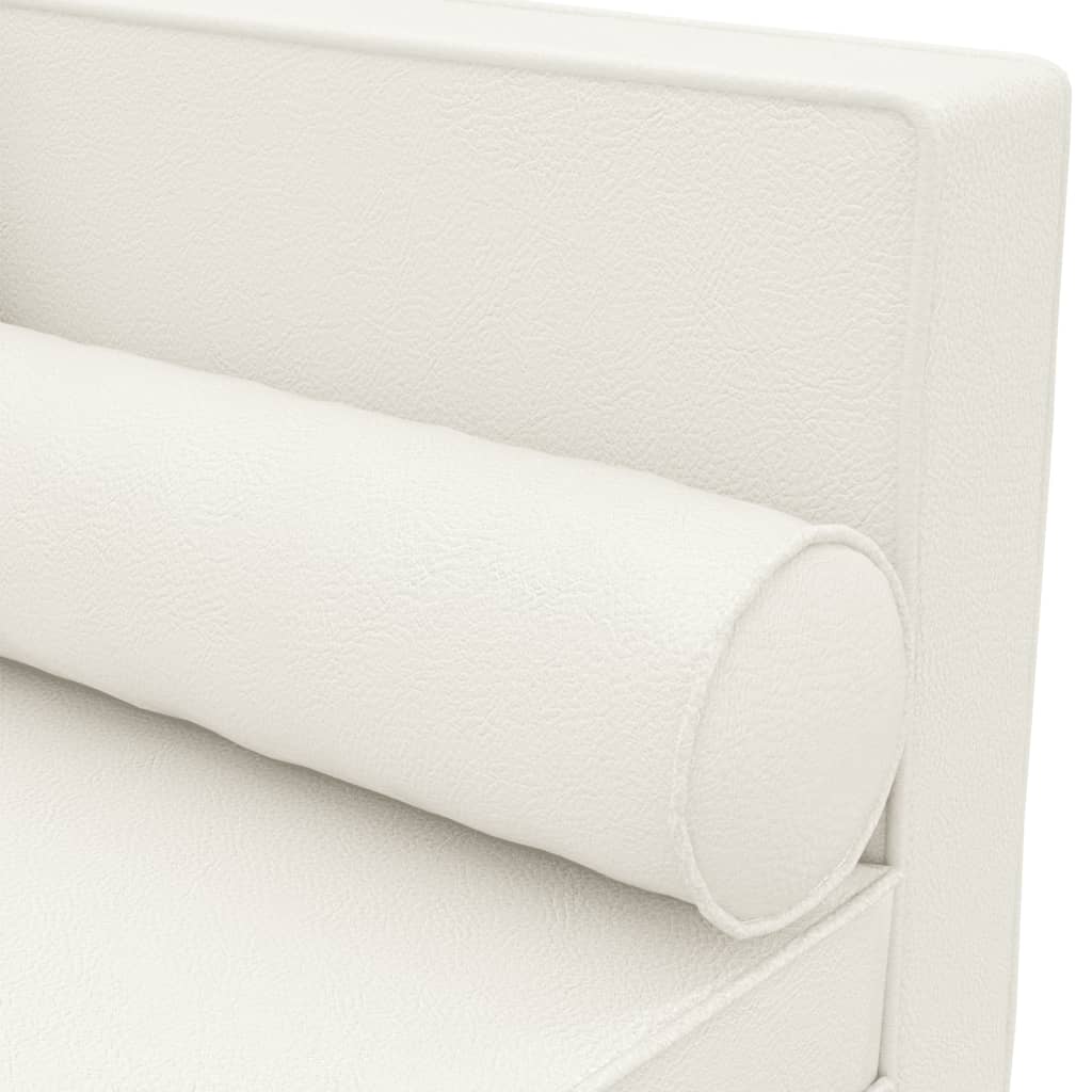 vidaXL Chaiselongue mit Kissen und Nackenrolle Creme Kunstleder