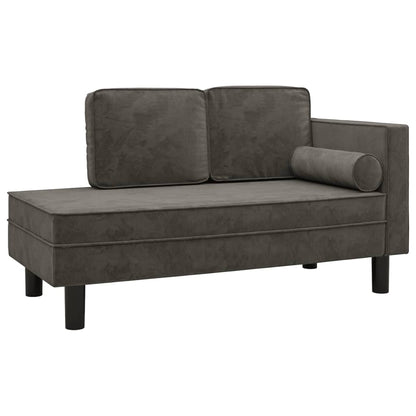 vidaXL Chaiselongue avec oreiller et traversin en velours gris foncé