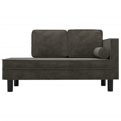 vidaXL Chaiselongue avec oreiller et traversin en velours gris foncé